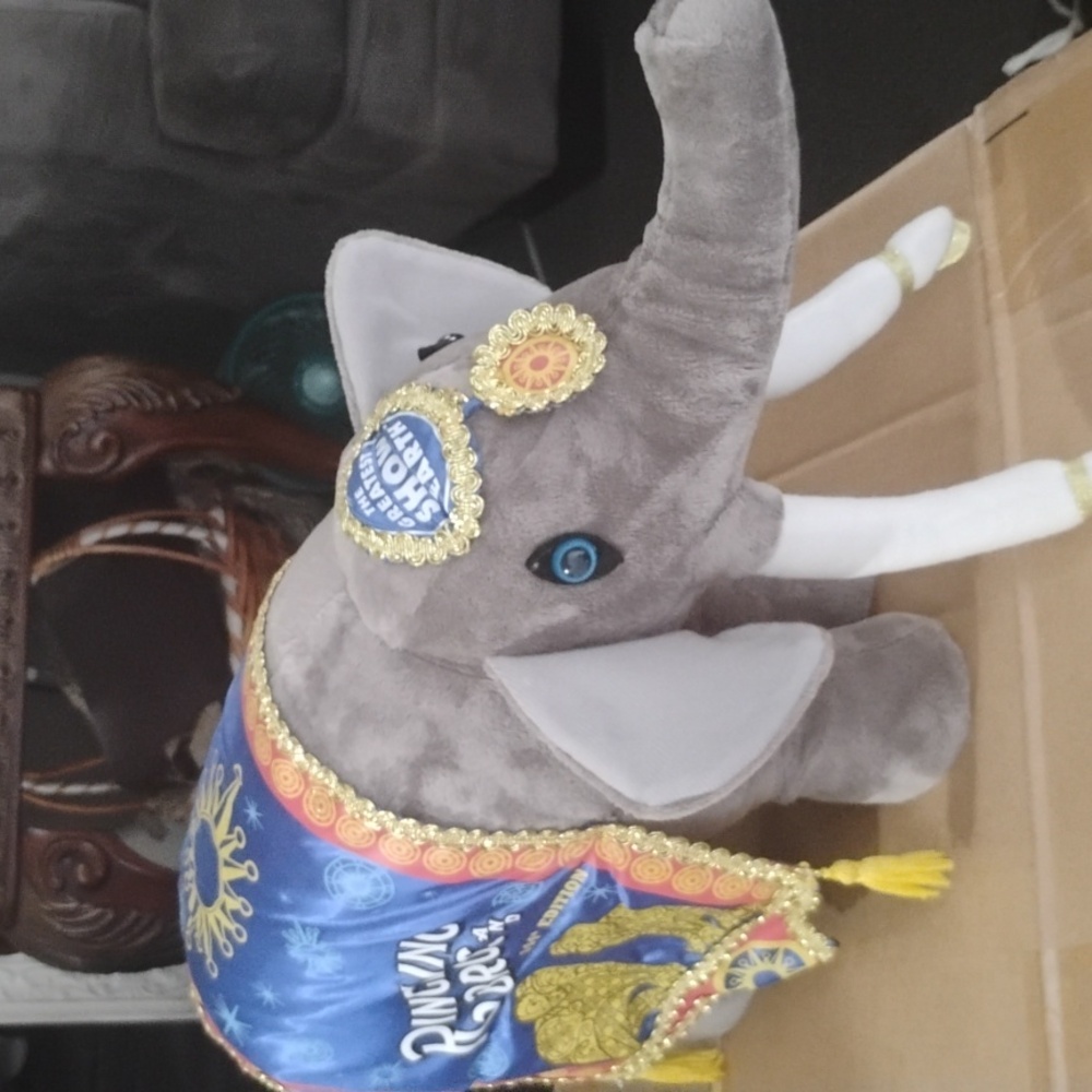 Barnum & Bailey Elephant Plush with Blue and Gold Blanket
